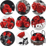 8 t&uuml;kki/komplekt roosimaalinguga aluseid hoidikuga, DIY alused algajatele ja t&auml;iskasvanutele, kunsti- ja k&auml;sit&ouml;&ouml;tarbed kingitused 8PCS/Set