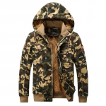 Camouflage Plus fliisjakk Puhast puuvillast vabaaja jope s&uuml;gis- ja talvine plusssuuruses Camouflage kapuutsiga jakk L