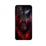 Coque Maniacase pour Samsung Galaxy A13 5g Loup noir feu rouge