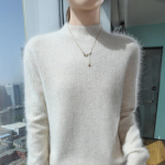 Naiste ka&scaron;miirist kampsun Qinghe ka&scaron;miir 30% ka&scaron;miir 30% naarits 30% vill 10% nailon Naiste s&uuml;gistalvine paks ka&scaron;miirist pullover pehme ja soe M beež