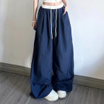 Y2k Vintage &uuml;lisuured naiste dressip&uuml;ksid kottis korea vabaaja p&uuml;ksid laiad sinised &otilde;hukesed p&uuml;ksid Ameerika retro lapiga S sinine
