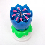 Bougie d'Anniversaire Fleur Lotus Rotation Musique Dekoratsioon G&acirc;teau F&ecirc;te Couleur Bleu