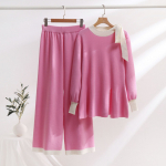 Naiste kaheosaline kampsunikomplekt, kootud pullover-džemperipikid, laiad p&uuml;ksid, dressip&uuml;ksid, sobivate komplektide komplekt, s&uuml;gis-talvised dressip&uuml;ksid One size