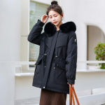 Suur karusnahast krae, moodne sulejope, pikk 2023, uus kapuutsiga talve pluss sametine paks mantel M hall v&auml;rv