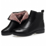 Mood Talvine soe pehme nahast l&uuml;hikesed saapad K&auml;sitsi valmistatud naiste pehmed lamedad kingad Mugavad libisemisvastased vabaaja k&uuml;ljet&otilde;mblukuga poolsaapad 37(Foot23.5cm)