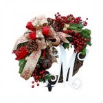 Christmas Wreath Garland for Front Door 16 inch with Green Leaves Round Wall Hanging Ornament