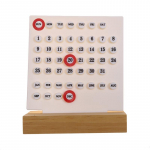 Puidust alus k&auml;sitsi valmistatud DIY kalender kontori lauaarvuti kodu dekoratiivne digitaalne v&auml;ike ornament k&uuml;mne tuhande aasta jaoks valge