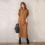 S&uuml;gistalvised &uuml;lisuured kapuutsid Naiste Elegantne daam, pikad dressipluusid Kleit, avar Korea vabaaja vintage kleit naistele M