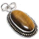 Tiger Eye Handmade 925 Sterling Silver Gift Two Tone Pendant 1.85 u4c18