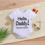 V&auml;ikelapsele, t&uuml;drukule poisile, puuvillane p&uuml;ksid Hello Daddy l&uuml;hikeste varrukatega bodek&uuml;&uuml;mik 1-3M