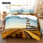 Kaunis maastik voodipesukomplekt Tekikoti komplekt 3D voodipesu Digitaaltr&uuml;kiga Voodipesu Kuninganna suurusega voodipesukomplektid Moodne disain EU single(135x200cm) beige