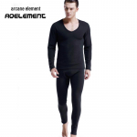 Aoyuan meeste V-kaelusega paksendatud sametist soe talvine aluspesukomplekt L hall