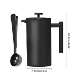 Leeseph French Press kohvimasin lusikaga 304. klassi roostevabast terasest topeltsein hoiab keedetud kohvi v&otilde;i tee kuumana. Parim kingitus