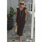 Naiste suvised seljarihmad, lendavad varrukad, puuvillased linased vabaajakleidid 2XL must