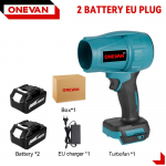 OENVAN 2000W harjadeta elektriline &otilde;hupuhur 200M/S juhtmeta turbo&otilde;hupuhur tolmu lume p&uuml;hkimiseks elektrit&ouml;&ouml;riist Makitale 18V akule 2 Battery 588VF set