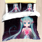 Hatsune Miku Anime 100% pol&uuml;ester voodipesukomplekt tekikottide komplekt tr&uuml;kitud koomiks kodukujundus AU Double(180x210cm)