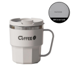 WORTHBUY 304 Stainless Steel Coffee Cup Mug With Lid Double-Wall Insulated Water Cup With Handle & Lid Heat-resistant Drinkware 301-400ml hall