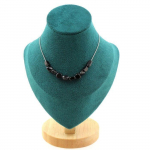 Pierres et Min&eacute;raux. Collier 10 perles Hypersth&egrave;ne d'&Eacute;gypte. Chaine en acier inoxydable Collier femmes, hommes. Taille personnalisa