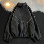 Harajuku Vintage jakk Naiste Gorpcore Oversized Y2k T&auml;navar&otilde;ivad Spordijoped Tuulejoped Gooti stiilis v&auml;limantlid L must