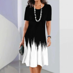 Naiste kleidid 3D gradiendiga geomeetrilise tr&uuml;kiga kleit, purustatud lillega l&uuml;hikeste varrukatega peor&otilde;ivad, elegantsed topid Retro A-joonega seelik 5XL