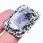 Natural Dendrite Opal Gemstone Handmade 925 Sterling Silver Ring Size 10 i1k57