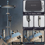 Must digitaalne du&scaron;ikomplekt Mikser LED-du&scaron;is&uuml;steem Vannitoa seinakinnitus vann vihmakraan Moodsad segistid must