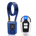Jalgratta kaablilukk, 110dB veekindel, 4-kohaline kaugjuhtimispuldi parool vargusvastane alarmlukk Blue sinine