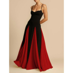 Mood Naiste V-kaelusega paeltega pikk kleit naistele Elegantne plisseeritud seljaosaga varrukateta kleit daamile &otilde;htuks M punane