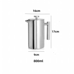 Suure mahutavusega kaheseintega isoleeritud prantsuse press espressomasina pott roostevabast terasest kohvikannud Kohvin&otilde;ud kohvitarvikud