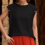 VEZFAA naiste moe vabaaja suve kevade &uuml;hev&auml;rvilise tr&uuml;kiga l&uuml;hikeste varrukatega O-kaelusega pluusid ja s&auml;rgid S must