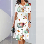 Uued naiste kleidid Graafilise tr&uuml;kiga Elegantsed ja ilusad Midikleidid Suures suuruses naiste suvine &uuml;hes t&uuml;kis kleit S