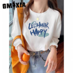 GMXIA Naiste vabaaja s&uuml;gistalvised pikkade varrukatega O-kaelusega pluusid ja s&auml;rgid S