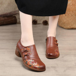 Klassikalised Pumbad Punased Vintage Madalad Kontsad Naiste K&auml;sit&ouml;&ouml; Ehtsa Nahaga Kingad Naiste Pumbad Slip-on Kingad Naistele Mustad Plokk-kontsad CN 35 pruun