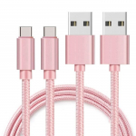 Cable USB-C pour Realme GT 5G - GT Master - GT Neo2 - C25s - Nylon Tress&eacute; Rose 1 M&egrave;tre [LOT 2] Phonillico&reg;