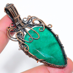 Emerald(Simulated) Gemstone Handmade Copper Wire Wrap Pendant 2.76 y7i78
