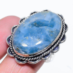 Aquamarine Handmade 925 Sterling Silver Jewelry Ring Size 6 q0p41