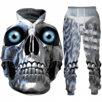 Isikup&auml;ra Skull 3D Prindiga meeste dressikomplekt Gooti punk-kapuuts/t&otilde;mblukuga dressipluus/p&uuml;ksid/&uuml;likond Lahedad Halloweeni t&auml;navar&otilde;ivad XXXXXL