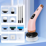 9-in-1 elektriline vannitoa puhastushari kahepikkusega k&auml;epidemetega Electric Cleaning Brush