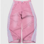 Retro Harajuku Isikup&auml;rased T&auml;navastiilis Teksad Triibulise Disainiga Sirge Laiade S&auml;&auml;rtega P&uuml;ksid Vabad Vabaaja P&uuml;ksid L roosa