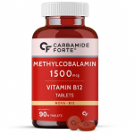 Carbamide Forte B12-vitamiini tabletid 1500 mcg - B12-vitamiini met&uuml;&uuml;lkobalamiini aktiivne vorm meestele ja naistele - 90 taimetoitlikku tabletti