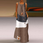 Naiste varrukateta O-kaelusega maksikleit Vintage Patchwork avar pikk kleit XXXXXL valge