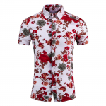 Suvine uus meeste tr&uuml;kitud Slim Fit s&auml;rk, suur moodne vabaaja l&uuml;hikeste varrukatega meeste s&auml;rk XXL roosa