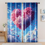 2 tk, Kardin Romantilised S&uuml;damekujulised Pilved Mitmek&uuml;lgne Vastupidav Pol&uuml;ester, Ilma Elektrita Pidulik P&uuml;hade Kaunistus Sobib Karnevalile 29x65in(75x166cm)