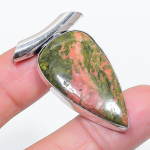 Natural Unakite Gemstone Handmade 925 Sterling Silver Jewelry Pendant 1.77 h8i23