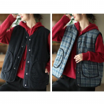 Naiste puuvillased vestid, kaks k&uuml;lge, paksendatud s&uuml;gis- ja talvised retrosoojad mugavad vabaaja varrukateta topid XXXL