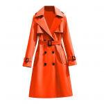 Naiste topeltrinneklassikalise rev&auml;&auml;riga tuulekindel pikk v&ouml;&ouml;ga trenchcoat M oranž
