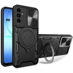 Coque de T&eacute;l&eacute;phone - BOOLING - Samsung Galaxy A17 5G/4G - avec Anneau et Cache Objectif - Noir