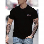 Meeste suvine vabaaja vaba suurus, 100% puuvillane USA tr&uuml;kiga &uuml;mara kaelusega l&uuml;hikeste varrukatega T-s&auml;rk top XXXXXL