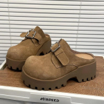 Platvormitossud Naistele Suede Br&auml;nd Soojad Puuvillased Mules Kingad Naine 2024 Trend Talvised Lumekingad Vabaaja Slingback Puuvillased Tossud 35 khaki