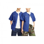 Nike SB &uuml;hev&auml;rviline &uuml;he n&ouml;&ouml;pidega logoga tikandiga kitsa l&otilde;ikega sirge l&otilde;ikega l&uuml;hikeste varrukatega pesapallijakk unisex &uuml;ler&otilde;ivas sinine DQ6283-455 S